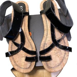 Michael Kors Black Patent Leather Sandals